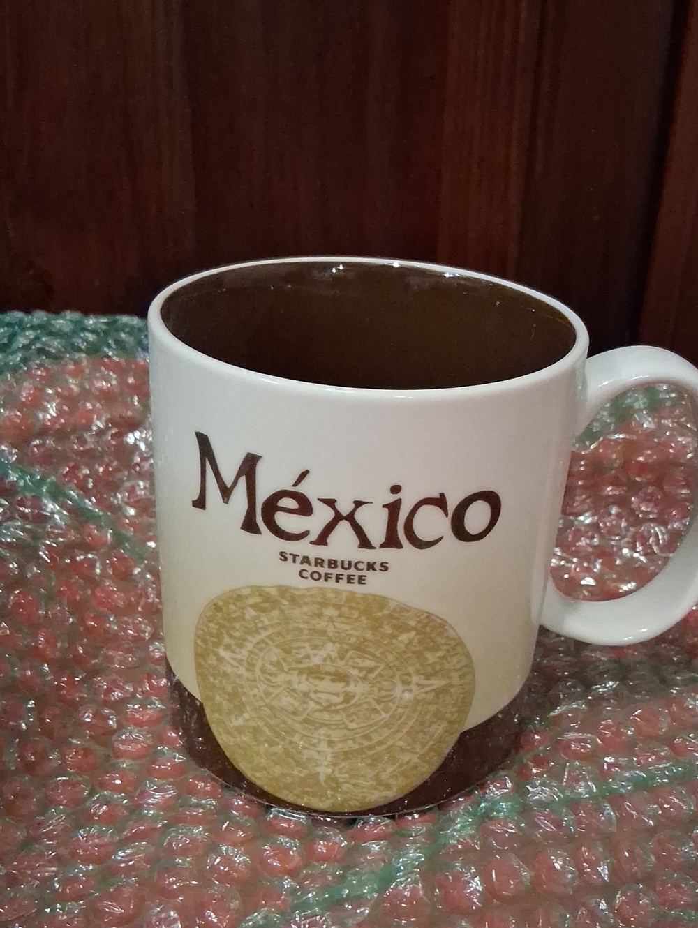 Starbucks México White and Brown Ceramic Mug with Gold Accent